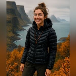 Andrew Marc Black Packable Compressible Lightweight Duck Down Jacket size small